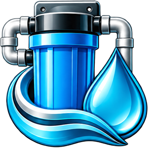 Water filtration system and water droplet icon