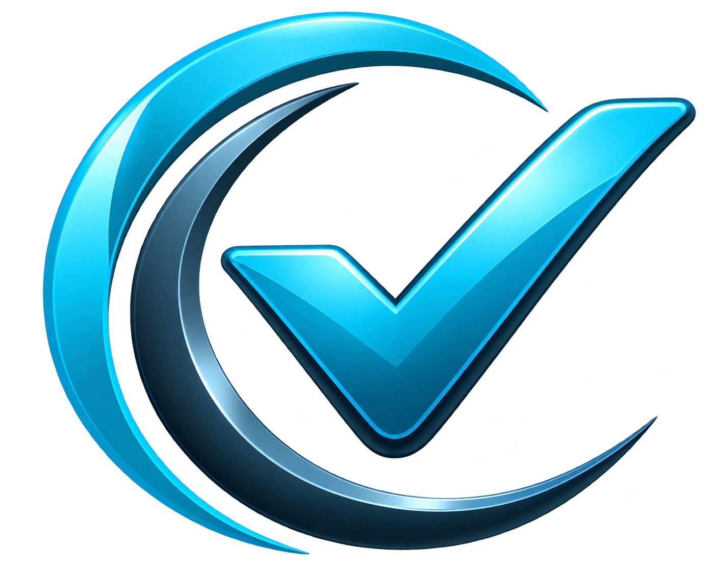 Glossy teal and slate checkmark icon representing quality water treatment services