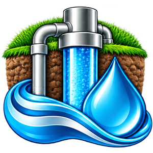Well water treatment filtration system with water droplet